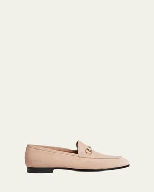 Gucci Jordaan Suede Horsebit Loafers - Natural