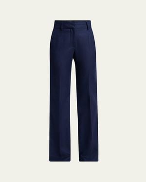 Gabriela Hearst Rhein Wool-Cashmere Flare Pants - Blue