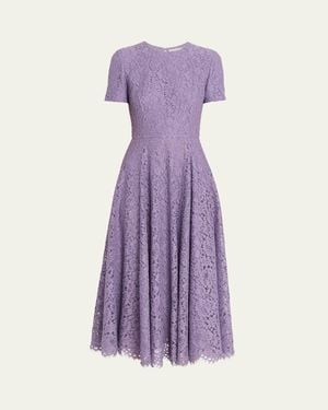 Michael Kors Floral Lace A-Line Midi Dress - Purple
