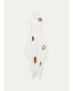 ALÉMAIS Westwood Embroidered Halter Midi Dress - Natural