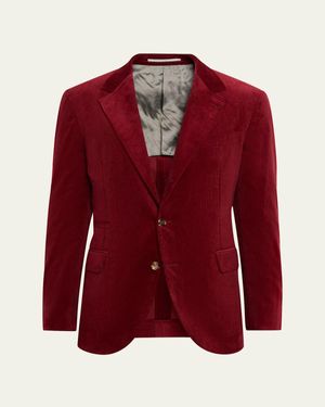 Brunello Cucinelli Sea Island Cotton Corduroy Deconstructed Blazer - Red