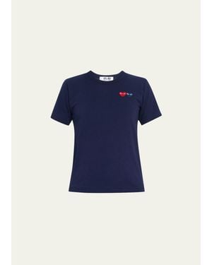 COMME DES GARÇONS PLAY Heart Logo Short-Sleeve Cotton T-Shirt - Blue
