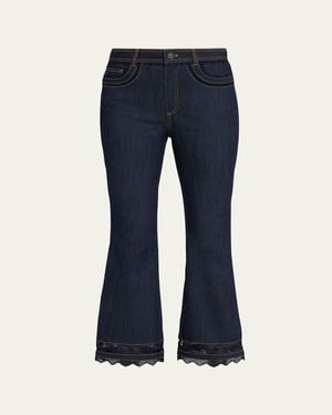 Cinq À Sept Stevie Guipure Lace Crop Flare Jeans - Blue