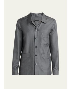 Tom Ford Dyed Yarn Silk Melange Light Shirt - Gray
