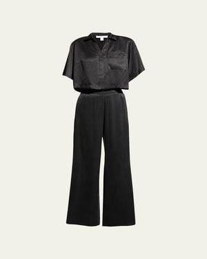 Lunya Washable Silk High-Rise Pant Set - Black