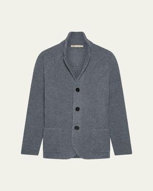 Baldassari Brenta Slim Wool Knit Swacket - Blue