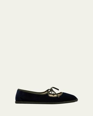 Vibi Venezia Velvet Mary Jane Ballerina Flats - White
