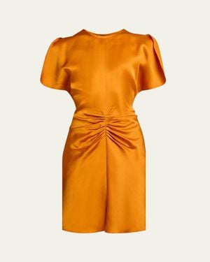 Victoria Beckham Ruched Gathered-Waist Mini Dress - Orange