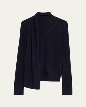 Maria McManus Drop Needle Knit Scarf Sweater - Blue