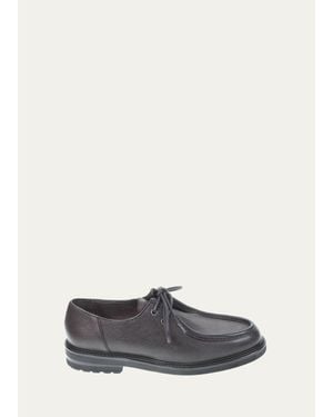 Bergdorf Goodman Leather Moc-Toe Derby Shoes - White