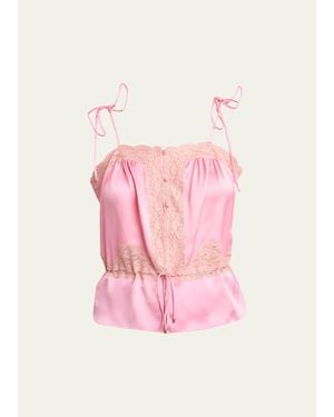Chloé Washed Silk Satin Tank - Pink