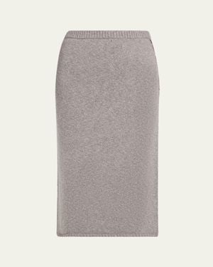 The Elder Statesman Glacier Cashmere Knit Midi Skirt - Gray