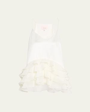 Cinq À Sept Cabrina Silk Ruffled Top - Natural