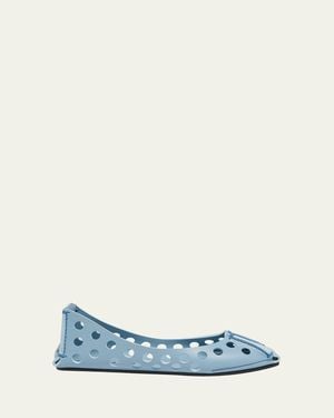 Alaïa Perforated Leather Ballerina Flats - Blue