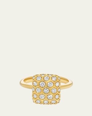 Sara Weinstock Honey Comb 18K & Diamond Square Ring - Metallic