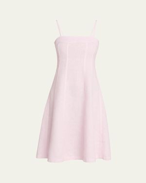 L'Agence Mitzy Seamed Linen Midi Dress - Pink