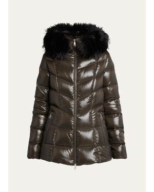 Moncler Fulmarusse Hooded Down Jacket With Faux Fur Trim - Black