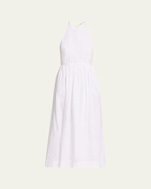 AEXAE Sleeveless Linen Midi Dress - White