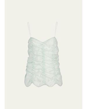 KHAITE Inara Ruched Silk Tank Top - Multicolor