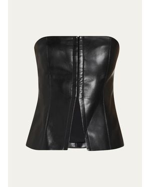 Alice + Olivia Pat Faux-Leather Bustier Top - Black