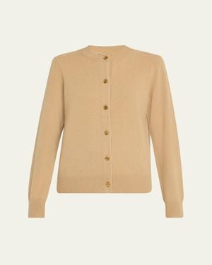 Burberry Cashmere Crewneck Cardigan - Natural