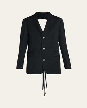 Simone Rocha Back Cut Out Bow Wool Blazer - Blue