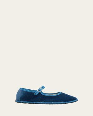 Vibi Venezia Timeless Velvet Mary Janes - Blue