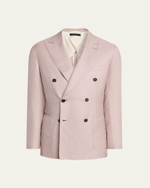 Brioni Soffio Cashmere Double-Breasted Jacket - Pink