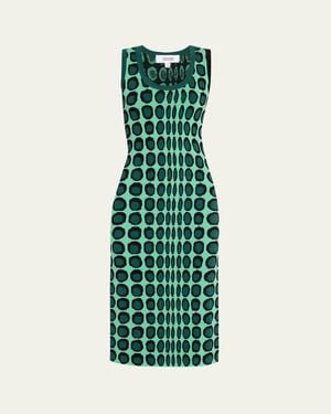 Christopher John Rogers Wiggle Dot Jacquard Midi Tank Dress - Green