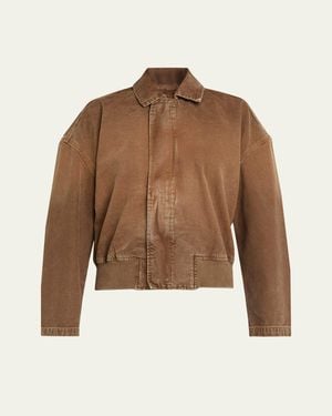 SLVRLAKE Denim Harlem Curve-Sleeve Denim Jacket - Brown