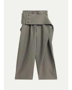 Issey Miyake Calligraph Sculptural Pleated Wide-Leg Pants - Gray