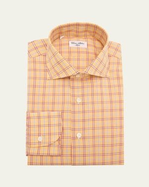Cesare Attolini Cotton Micro-Check Sport Shirt - Purple