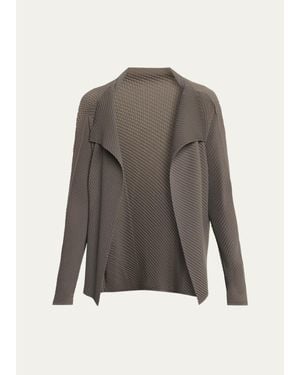 Issey Miyake Misty Pleats Open Cardigan - Gray