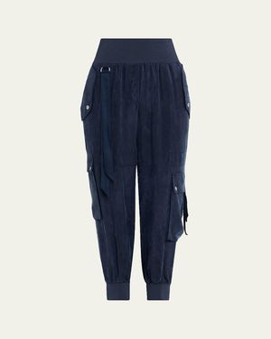 Cinq À Sept Harmony Washed Twill Parachute Pants - Blue