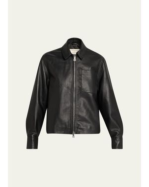 Officine Generale Rhea Lambskin Leather Jacket - Black