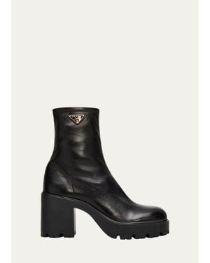Prada 85Mm Nappa Leather Ankle Boots - Black