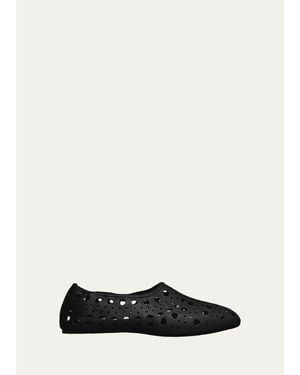 Alaïa Neo Vienne Cutout Leather Ballerina Flats - White