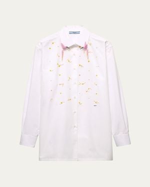Prada Embellished Cotton Button-Down Shirt - Multicolor