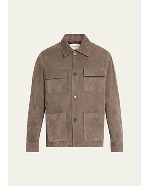 FRAME Taupe Suede Chore Coat - Brown