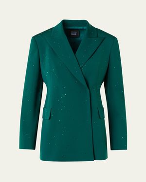 Akris Nadine Swarovski Stars Double-Breasted Silk Crepe Jacket - Green