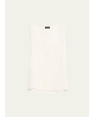 Akris Scoop-Neck Silk Georgette Tank Top - Natural