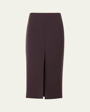 Akris Wool Double-Face Slit Midi Pencil Skirt - Purple