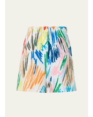 Akris Punto Frey Scribble-Print Cotton Shorts - Blue