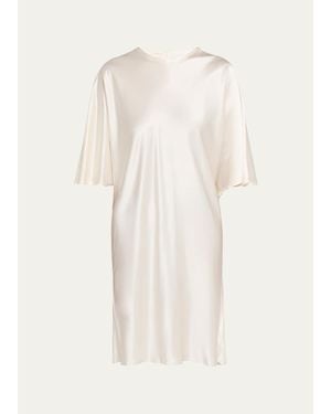 All Three Mila Satin Shift Knee-Length Dress - Natural