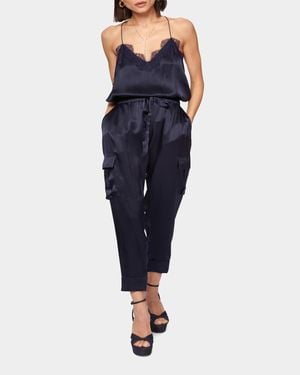 Cami NYC Carmen Cropped Silk Cargo Pants - Blue