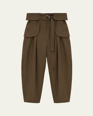 Loewe Belted Barrel-Leg Cargo Pants - Green