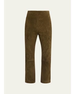 Jonathan Simkhai Veda Cropped Vegan Suede Pants - Green