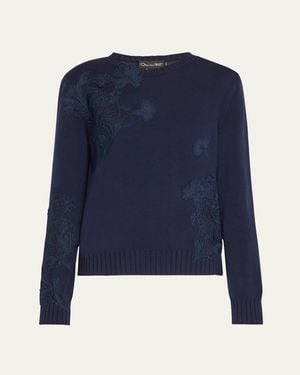 OSCAR DE LA buy RENTA Navy Crewneck