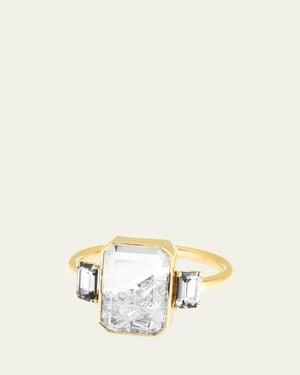 Moritz Glik 18K Three Stone Ring With Diamonds - Natural