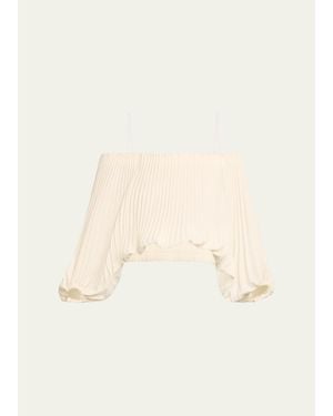 A.L.C. Sienna Pleated Off-The-Shoulder Top - Natural